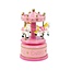 Houten speeldoosje roze paarden carrousel