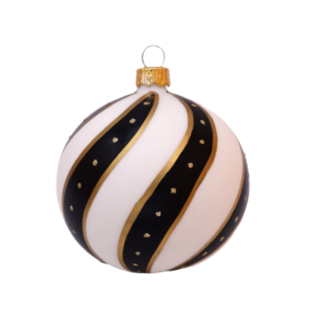 Stijlvolle Zwart Witte Kerstballen Twisted met Gouden