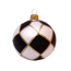 Set van 3 matte kerstballen zwart wit met gouden ruitennet decoratie en gouden glitter accenten 8 cm