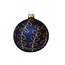 matte kerstbal blauw met gouden glitter strikjes decoratie 8 cm