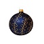 Set van 3 matte kerstballen blauw met gouden glitter strikjes decoratie 8 cm