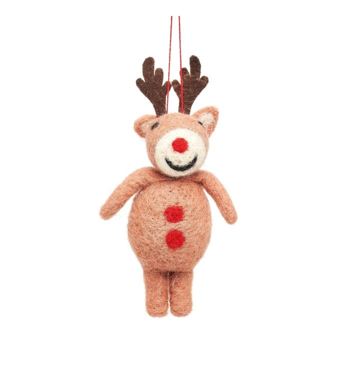 Sass & Belle rendier vilten kerstboomhanger 14 cm