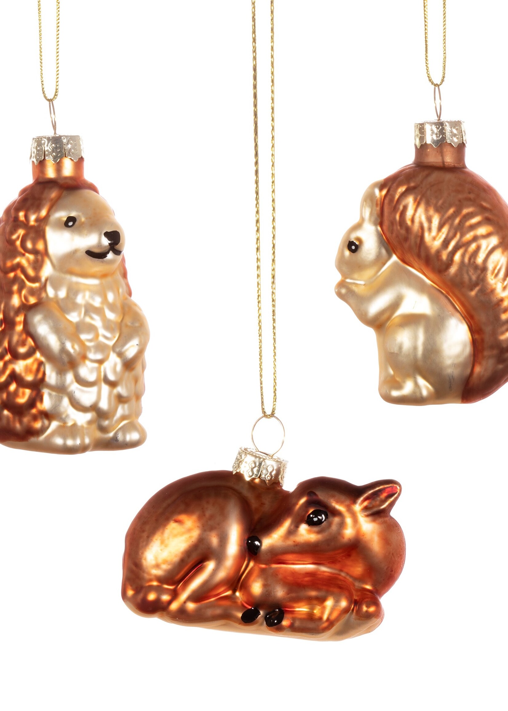 Sass & Belle drie verschillende bosdieren kerstboomhangertjes