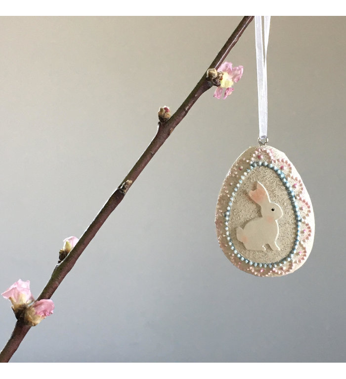 Goodwill set van drie zoete (platte) paasei hangertjes in pastelkleuren