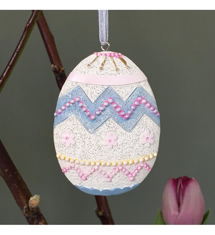 Goodwill set van drie zoete (platte) paasei hangertjes in pastelkleuren