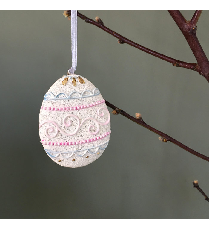 Goodwill set van drie zoete (platte) paasei hangertjes in pastelkleuren