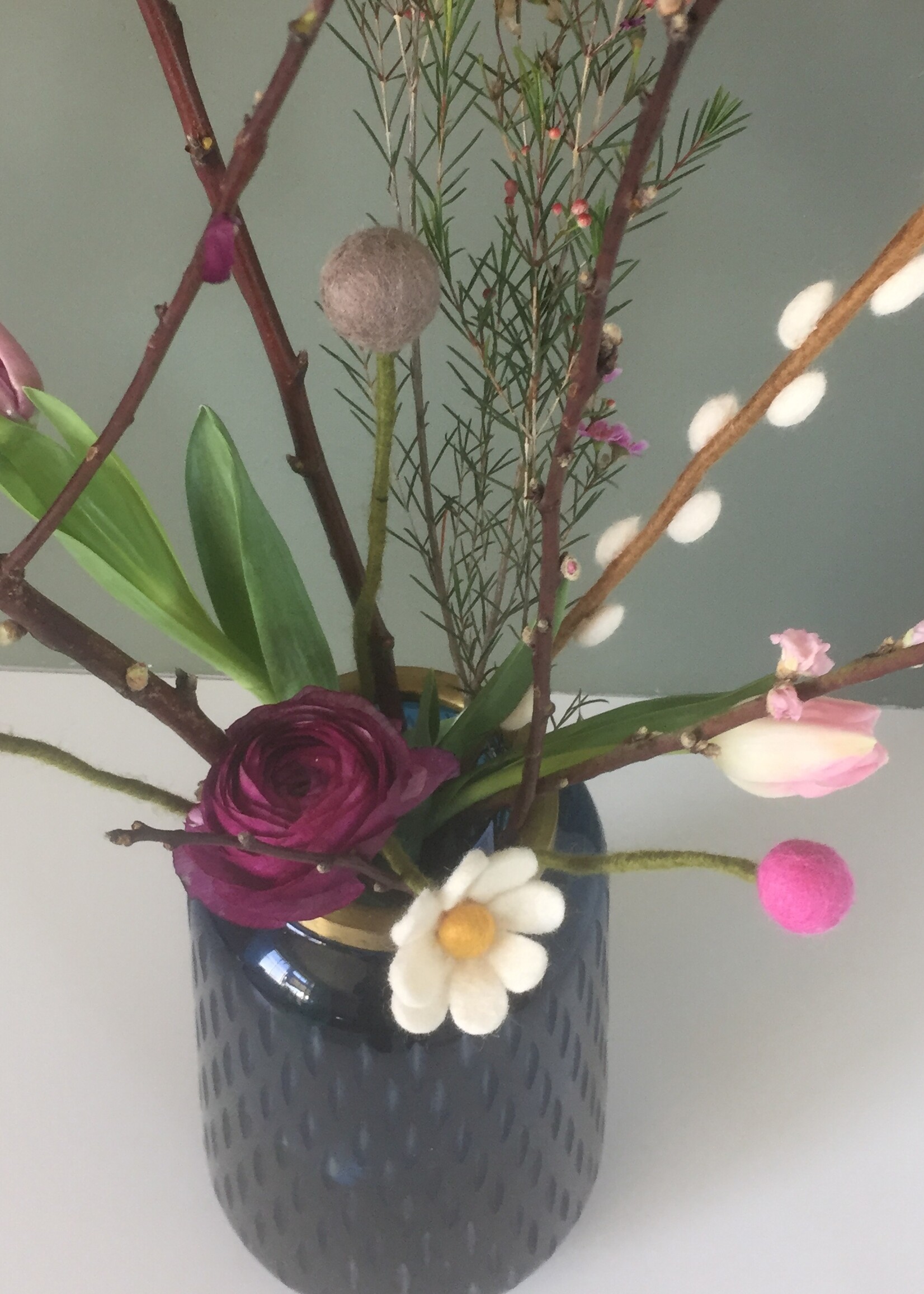 Én Gry & Sif zacht roze vilten bloem 30 cm