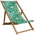 Vent de Bohème  tuinstoel - ligstoel - strandstoel van acaciahout met bloem en vogeltjes motief Nila Groen