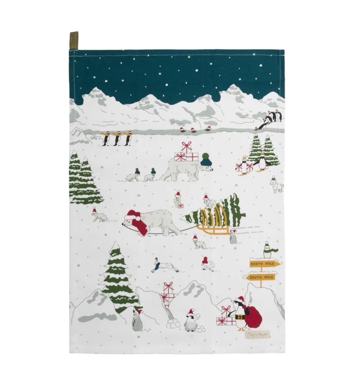 Sophie Allport set van twee kersttheedoeken uit de Sneeuwseizoen collectie