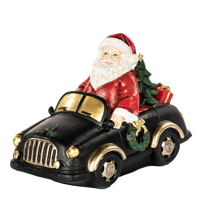 Goodwill Kerstman in zwarte kerstauto 16 cm