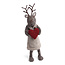 Én Gry & Sif Groot grijs vilten meisjes hert met beige jurk en rood hartje - staand model - 27 cm