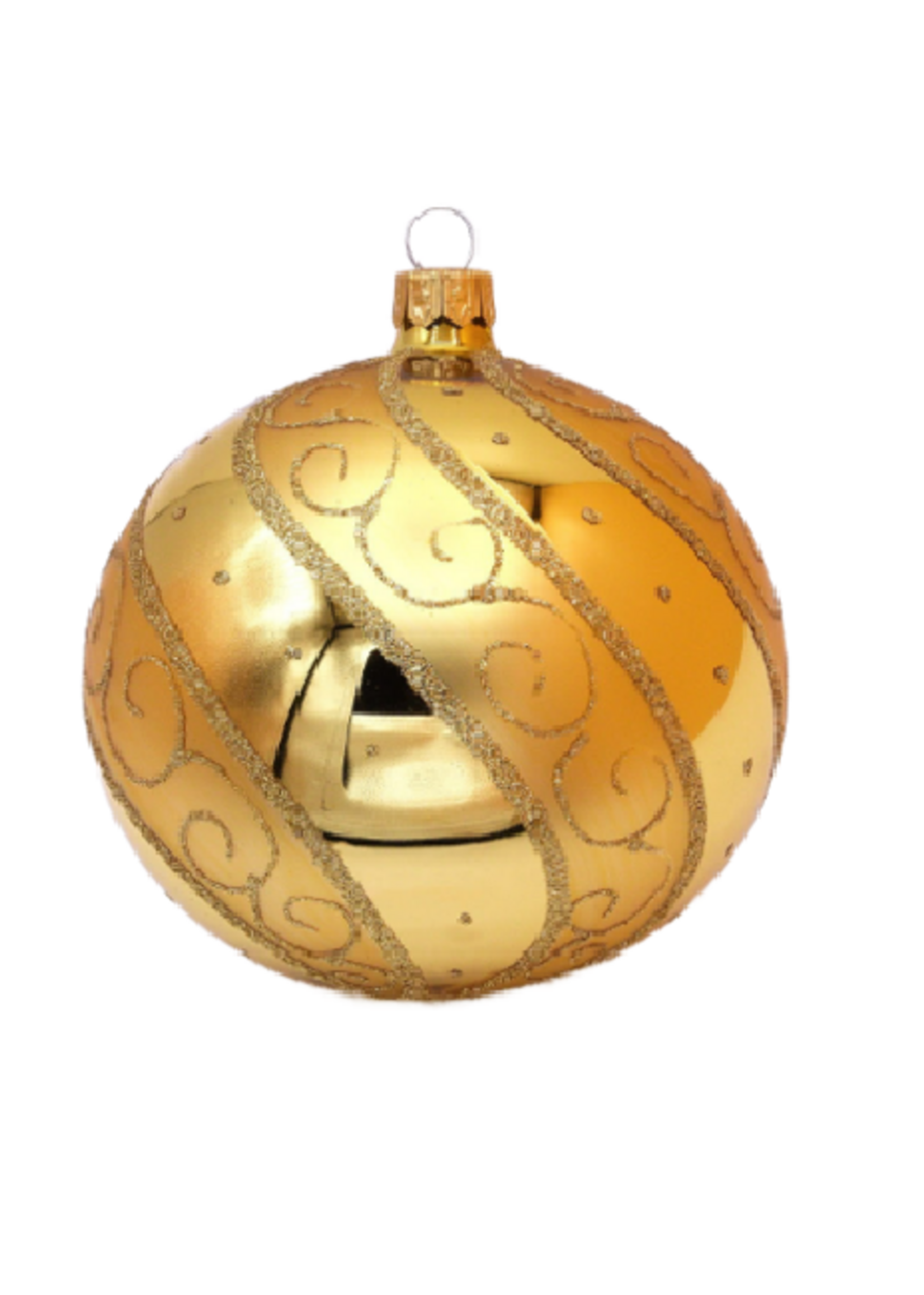 Set van 3 glanzende kerstballen goud met luxe gouden decoratie 8 cm