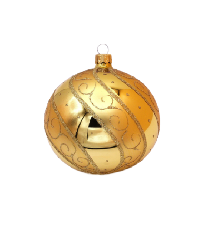 Set van 3 glanzende kerstballen goud met luxe gouden decoratie 8 cm