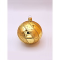 Set van 3 glanzende kerstballen goud met luxe gouden decoratie 8 cm