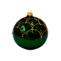 Set van 3 glanzende kerstballen groen met chique gouden decoratie 8 cm