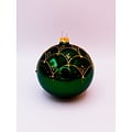 Set van 3 glanzende kerstballen groen met chique gouden decoratie 8 cm