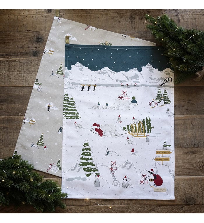 Sophie Allport set van twee kersttheedoeken uit de Sneeuwseizoen collectie