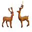 Goodwill set van 2 bruine rendier kersthangers - rendier kerstboom decoratie - 15 cm