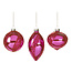 Goodwill Set van 3 verschillend gevormde roze kerstballen met pailletten van glas 8 cm
