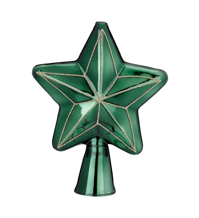 Groene stervormige piek voor de kerstboom 17 cm