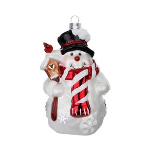 Sneeuwpop met Vogelhuisje & Rood Vogeltje