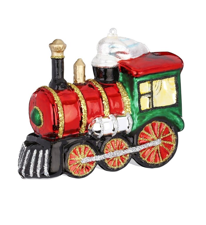 Kersthanger trein - locomotief kerstboom decoratie van glas 13 cm