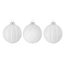 Magic by Inge Set van 3 - Glazen witte kerstballen gedecoreerd met ribbeltje en witte glitters 8 cm