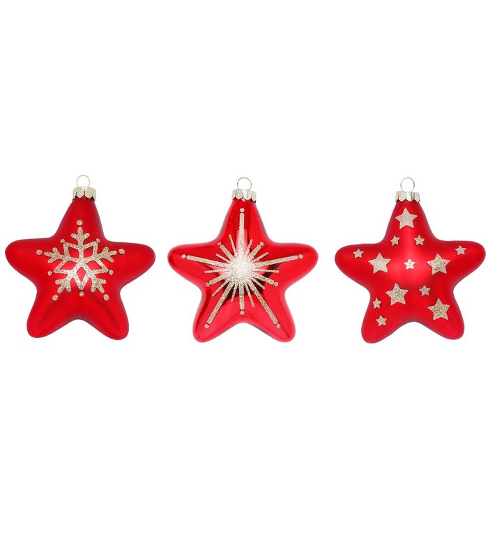 Magic by Inge Kerstster kersthangers rood met gouden decoratie set van 3 - 7 cm