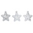 Magic by Inge Kerst sterren kersthangers wit en zilver met zilveren glitter decoratie set van 3 - 7 cm