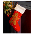 Sass & Belle Decoratie Kerstsok Rood met bruin Peperkoek Mannetje - Christmas Stocking Gingerbread Man