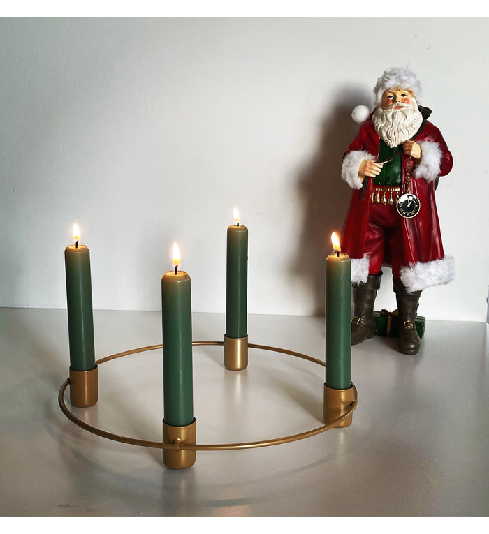 Goodwill Staande kerstman figuur met cadeau zak en zakhorloge 30 cm