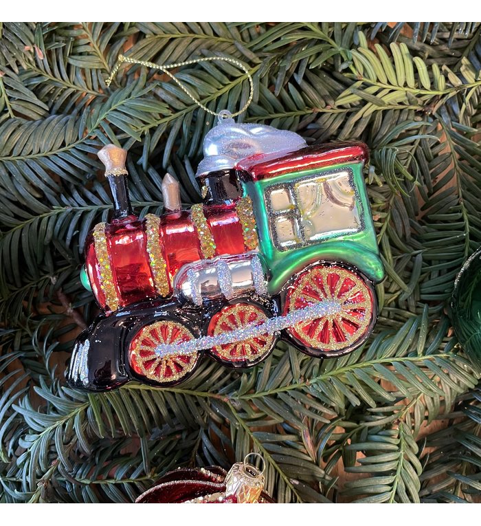 Magic by Inge Kersthanger trein - locomotief kerstboom decoratie van glas 13 cm