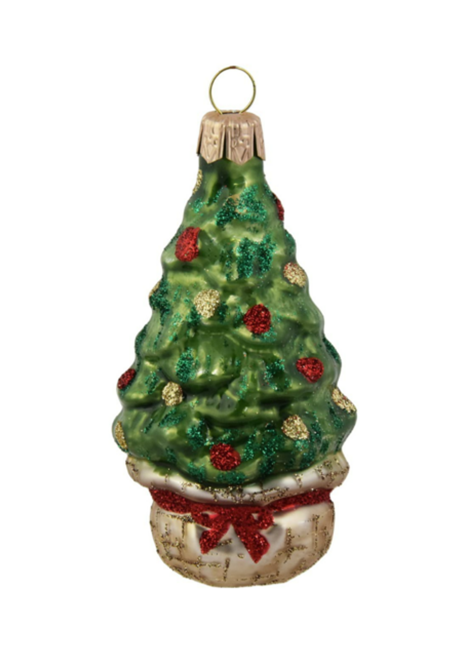 Kerstboom in mand kerstboomdecoratie van glas