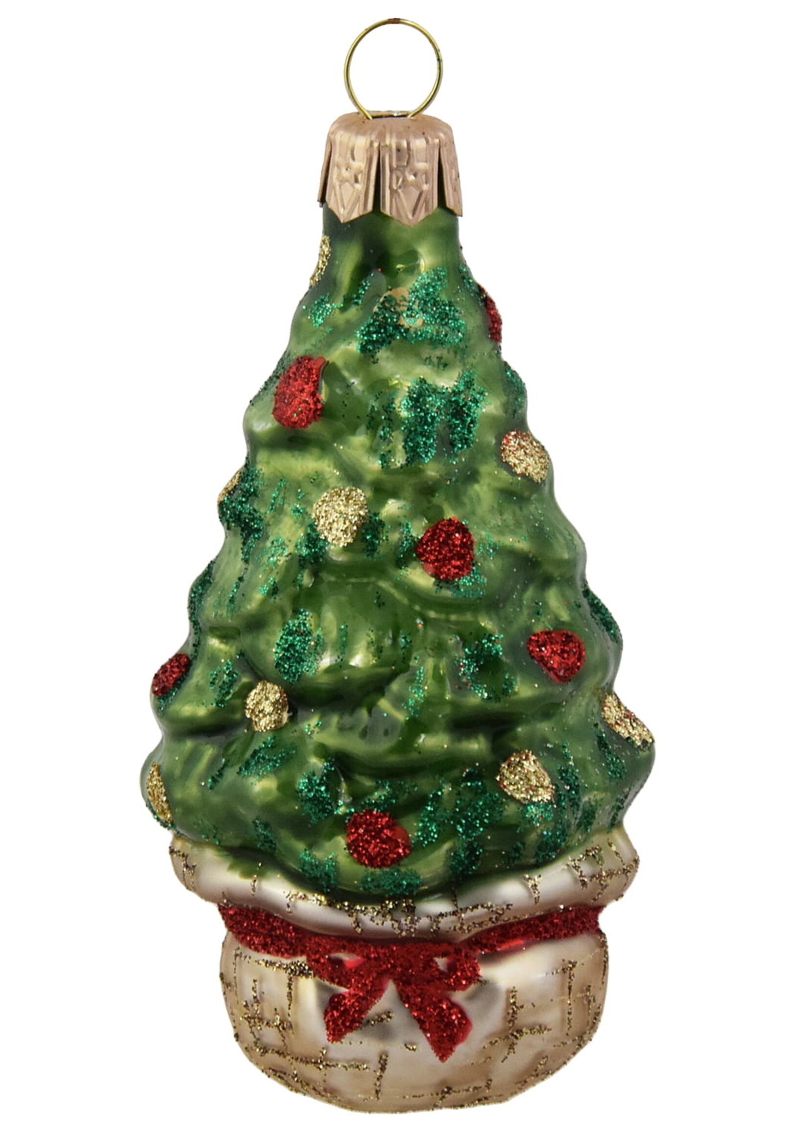 Kerstboom in mand kerstboomdecoratie van glas