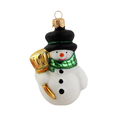 Sneeuwpop met groene sjaal kerstboomdecoratie van glas