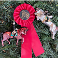 Goodwill kersthanger schimmel / wit paard met ruiter - kerstboom decoratie van glas 15 cm