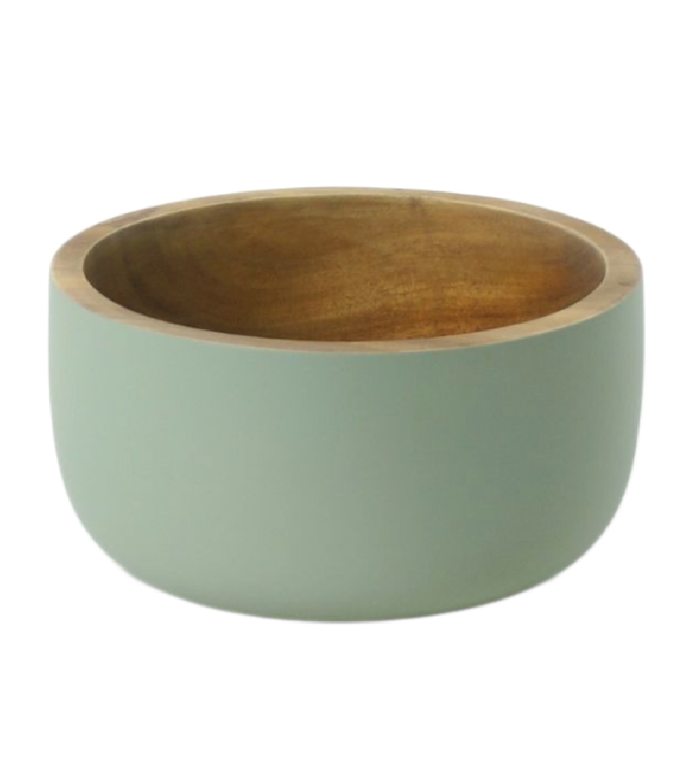Kinta acacia houten ronde schaal 16,5 x 8,5 cm vergrijsd mint