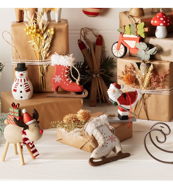 Sass & Belle sneeuwpop kerstboomdecoratie van hout 8,5 cm