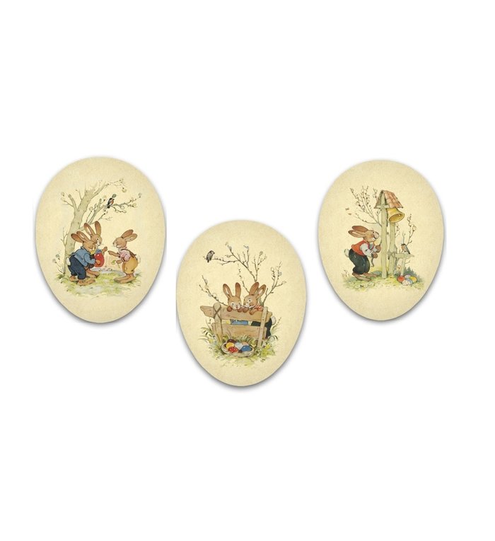 zelf te vullen paaseieren van karton 9 cm Blije Paashaasjes - set van 3