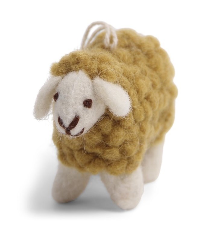 Én Gry & Sif geel schaap vilten decoratie hangertje 7 cm