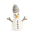 Én Gry & Sif Sneeuwpop met grijze ijsmuts en armpjes - 10,5 cm - staand of hangend
