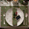 Sophie Allport set van 4 olijfgroene Kerst Servetten uit de Roodborstjes collectie