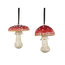 Goodwill Vliegenzwammen set van twee Paddenstoel hangertjes Herfst / Kerst paddenstoelen rood met witte stippen - kerstboom decoratie hangertjes