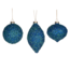 Goodwill Set van 3 verschillend gevormde zee blauwe kerstballen fraai afgewerkt met lichtblauwe pailletten - van glas - 8 cm