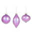 Goodwill Set van 3 verschillend gevormde glanzende paarse kerstballen met glitters van glas 8 cm
