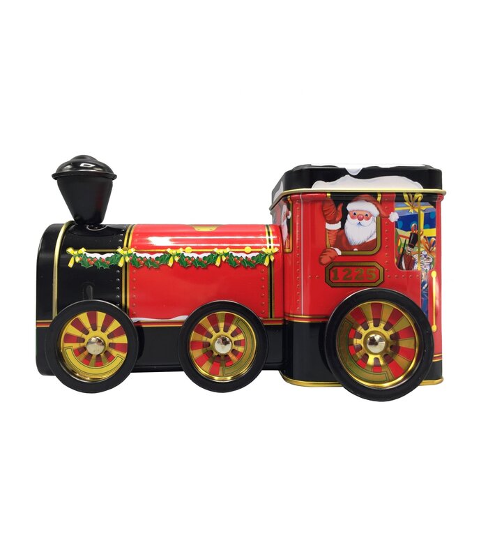 Kersttrein bewaarblik - Trommel voor Kerst - Bewaarblik Locomotief met de Kerstman