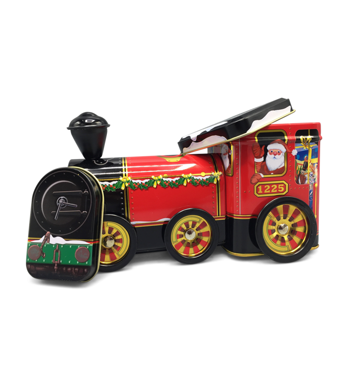 Kersttrein bewaarblik - Trommel voor Kerst - Bewaarblik Locomotief met de Kerstman