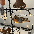 Én Gry & Sif drie handgemaakte vilten rendier gezichten - bruin en grijs - kerstboom decoratie hangertjes