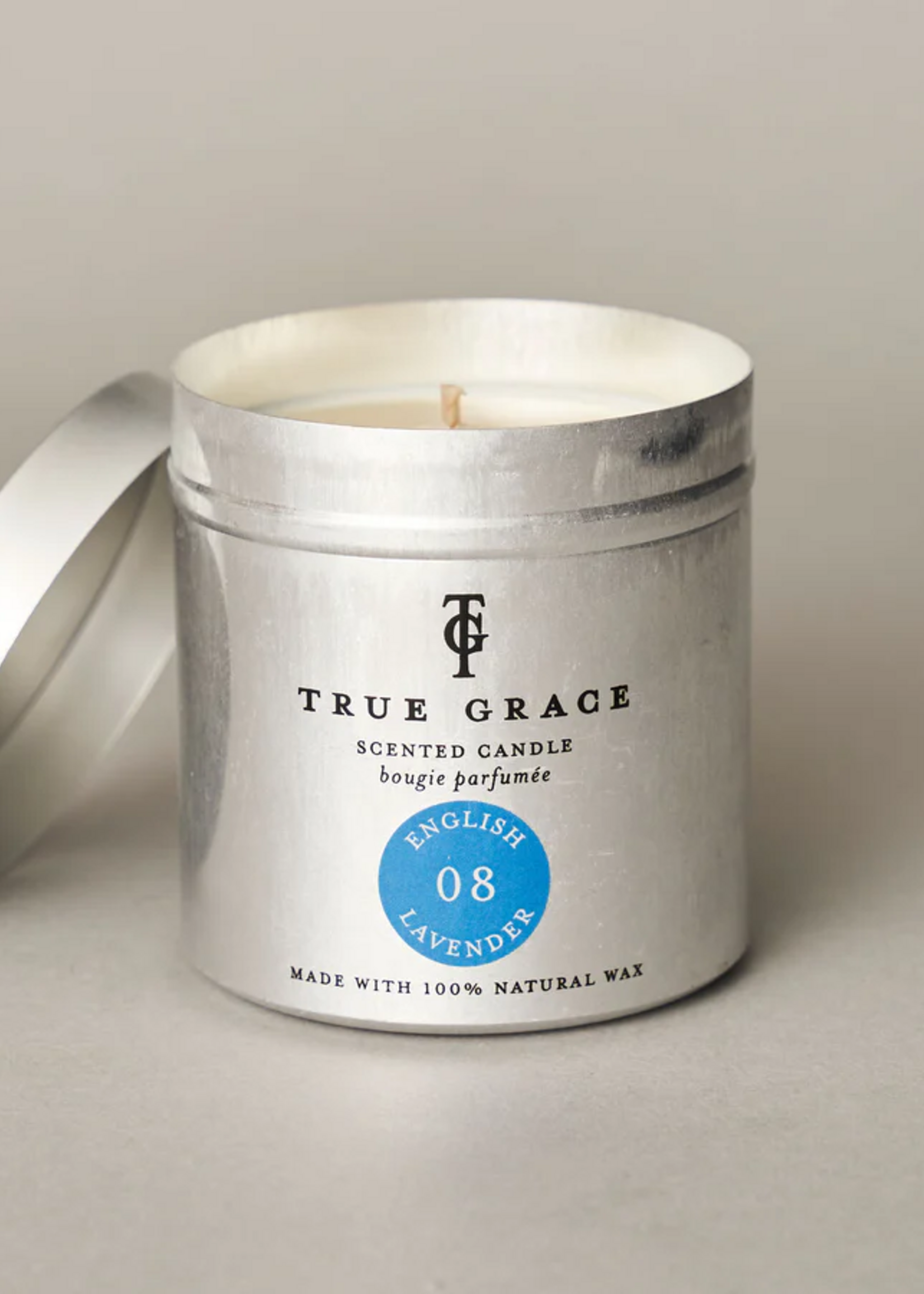 True Grace geurkaars in blikje 08 - Engelse Lavendel