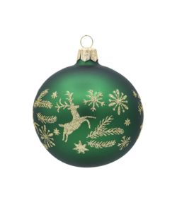 Groene Kerstballen met Hertjes, Sterren en Dennentakken